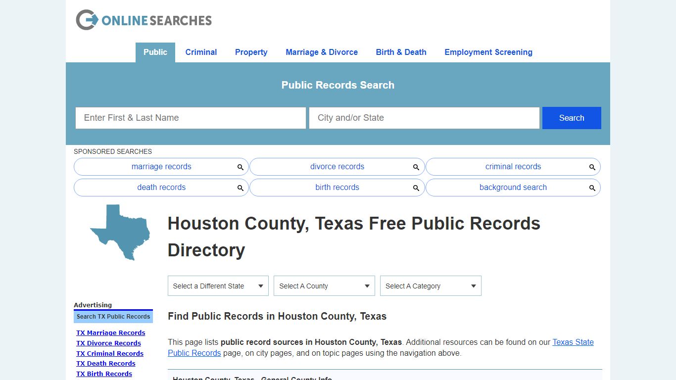 Houston County, Texas Public Records Directory